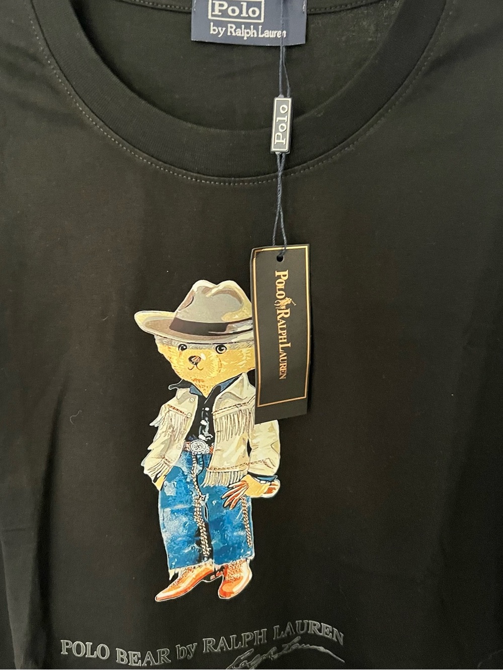 Ralph Lauren Black Polo Bear Cowboy Graphic Tee - Picture 4 of 5
